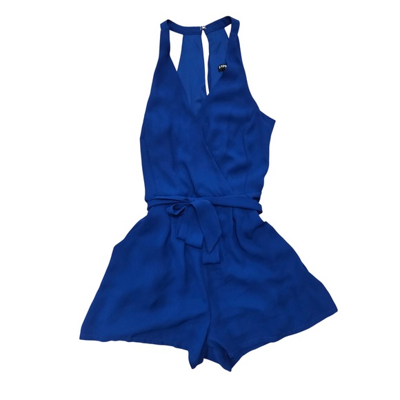 Express Pants - Express Royal Blue V Neck Wrap Tie Waist Sleeveless Romper Size 0